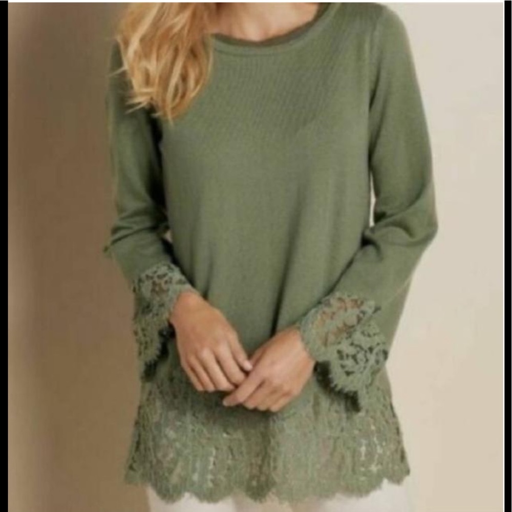 NWT Soft Surroundings Isabeau Lace Trim Sweater